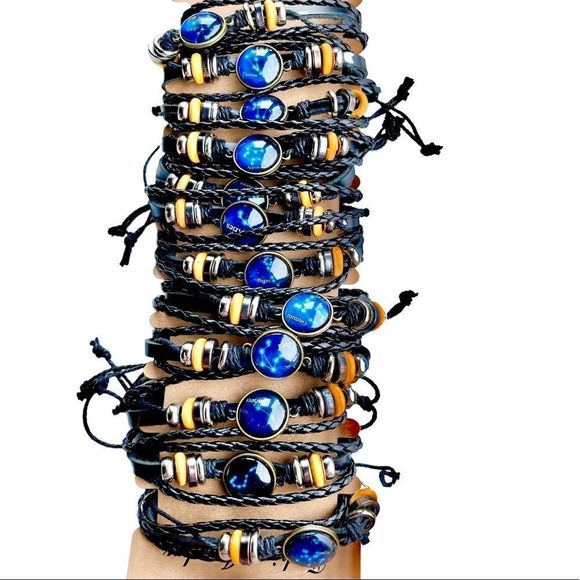 New Genuine Leather Taurus Constellation Birthday Zodiac Sign Bracelet - Picture 5 of 6